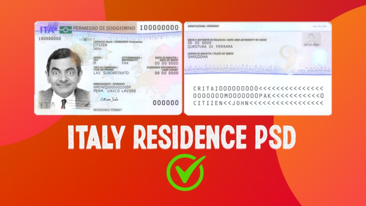 Italy Residence Permit PSD Template